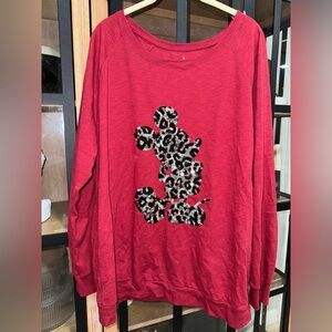 Disney Parks sequined mickey mouse long sleeve top blouse pullover crewneck plus